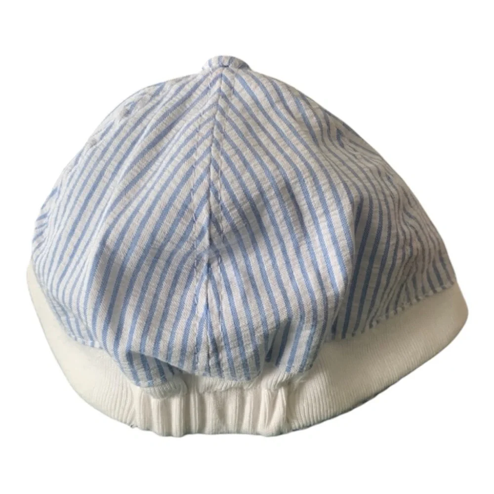 Janie and Jack Seersucker Anchor Embroidered Cap